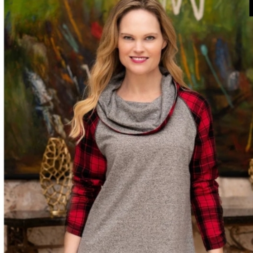 Bleu Bayou Pretty in Plaid Tunic XL